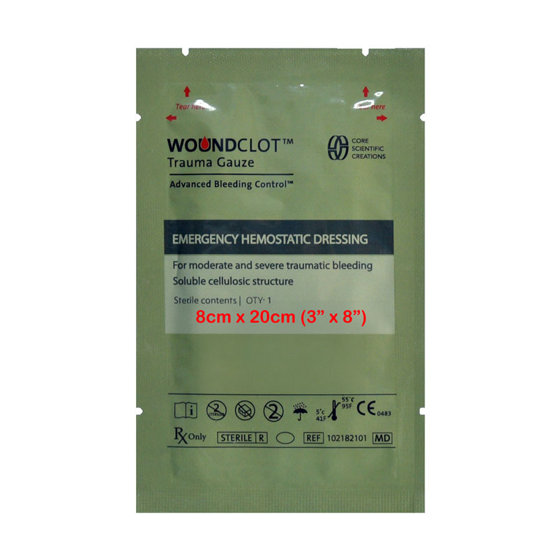 WoundClot Haemostatic Trauma Gauze 8cm x 20cm