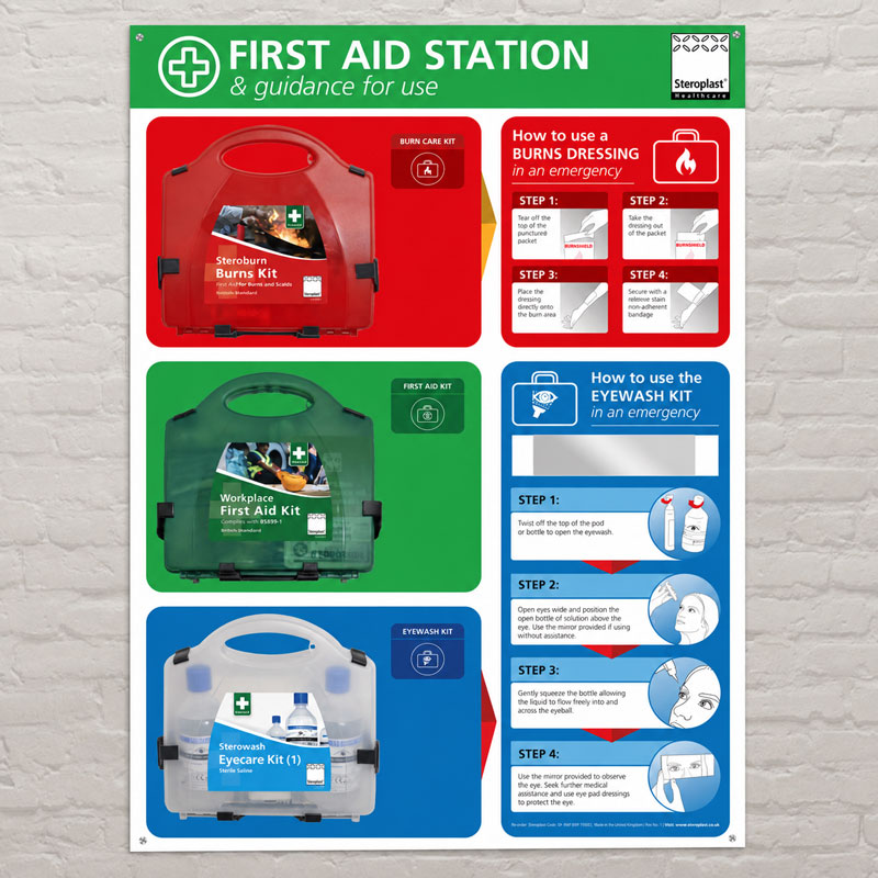 Steroplast First Aid, Eyewash and Burncare Station